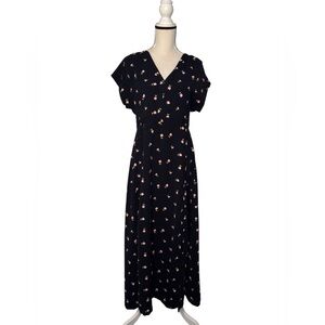 J. Crew Mercantile Navy Blue Pink Floral Maxi Dress Size 8